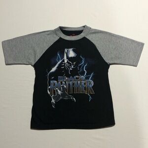 Marvel Black Panther Boy’s Black and Gray Raglan Graphic T-Shirt Size 4
